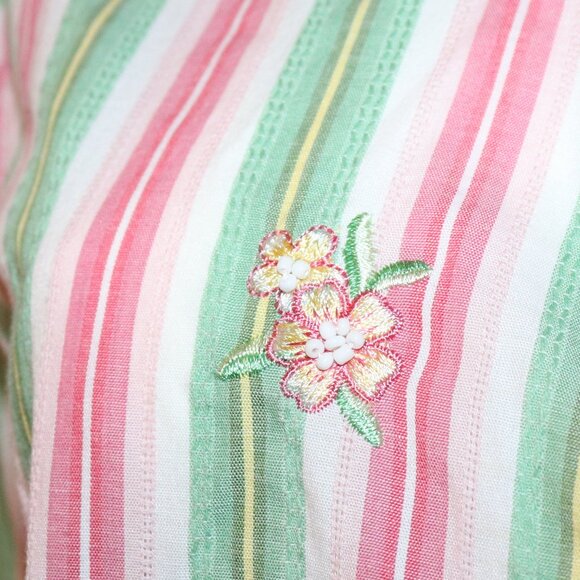 🌸💚🧵 Alfred Dunner Shirt · Embroidered Stripes · Size 16 - Picture 3 of 7